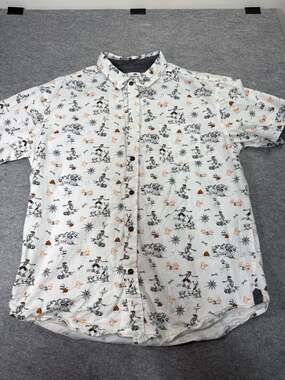 Eighth Avenue Skateboarding Skeletons Halloween Short Sleeve Button Up Shirt